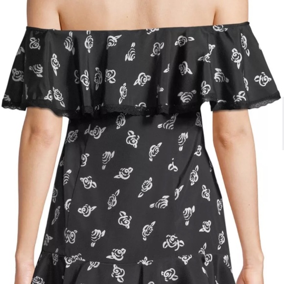 Likely Adelia Off-the-Shoulder Rose-Print Women’s Mini Dress, Black/white, 4 - Picture 3 of 5